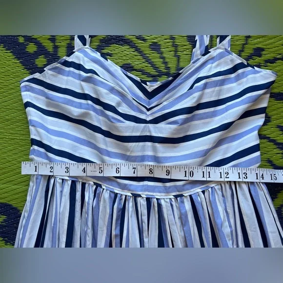 J. CREW Shirting Stripe Tiered Maxi Dress Size 6 Spaghetti Straps 100# Cotton - Picture 15 of 16